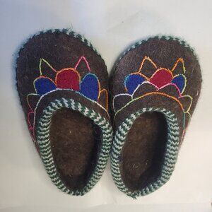 WOMENS BROWN WOOL FELTED SLIPPERS